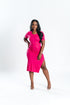 Fuchsia Ruched Midi Dress
